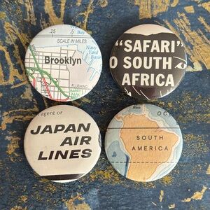 Travel Button Pins w/ Vintage Magazines